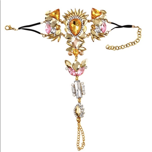 *SOLD* Jeweled Foot Chain Beach Sandals 2 Pieces - Picture 2 of 10